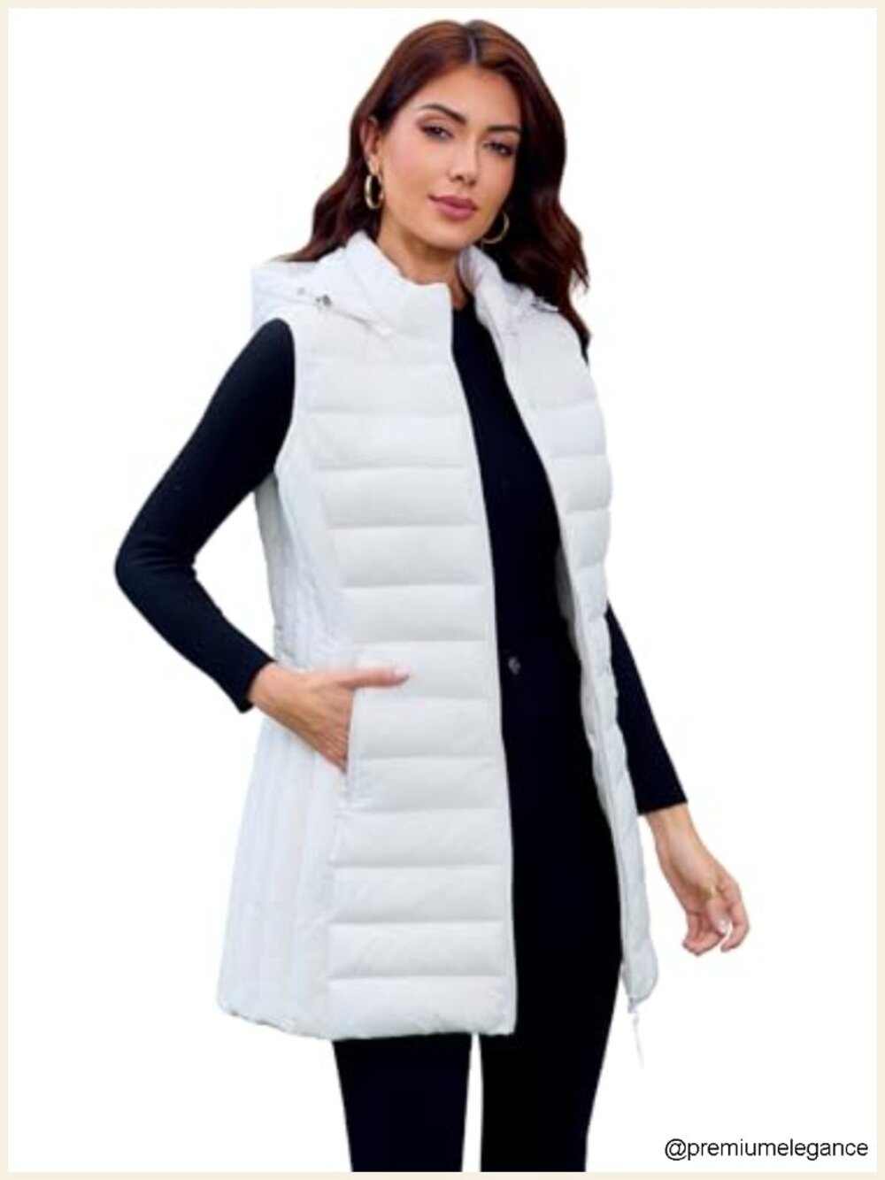 Lightweight Packable Sleeveless Puffer Vest with Detachable Hood for Women - Picture 1 of 6